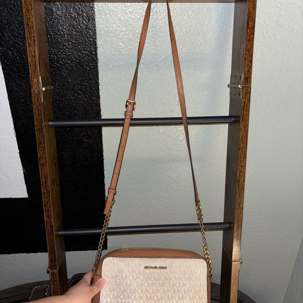 Michael Kors Brown and Cream Crossbody Bag
